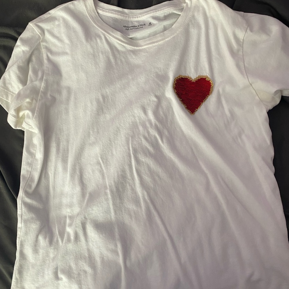 Abercrombie sequin heart tee